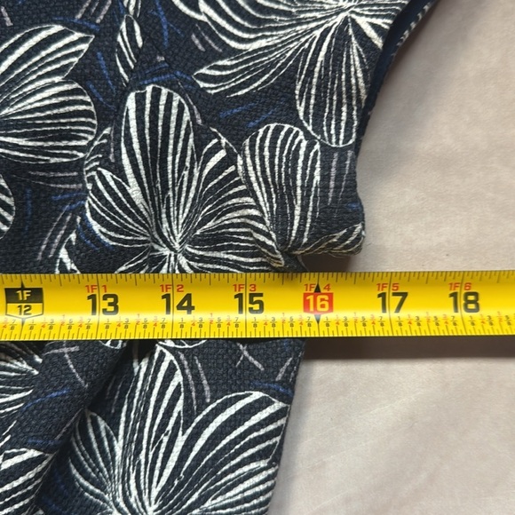 J. Crew Factory Navy White Floral Basket Weave Dress 4 Wedding Guest Preppy - Picture 7 of 10